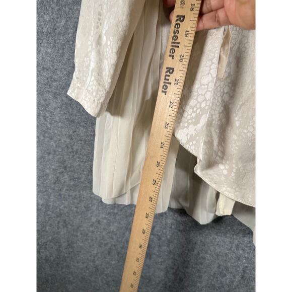 Rebecca Taylor Blouse Women 2 Beige Long Sleeve Silk V Neck Relax Boho Quiet Lux - Picture 5 of 7